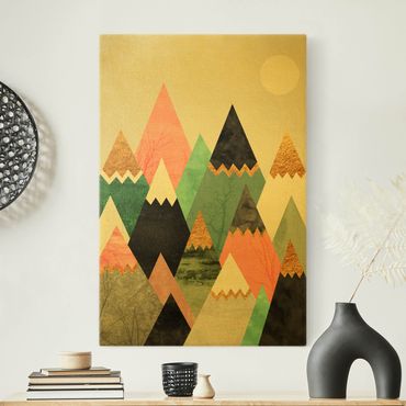 Złoty obraz na płótnie - Góry trójkątne ze złotymi iglicami