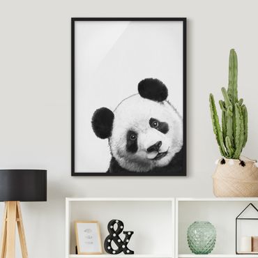 Plakat w ramie - Ilustracja Panda Czarno Biała Malarstwo