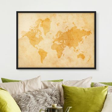 Plakat w ramie - Mapa świata w stylu vintage