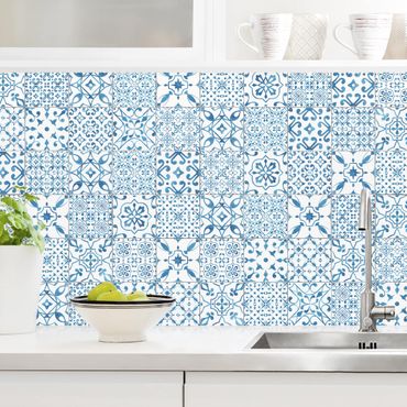 Panel ścienny do kuchni - Przykładowe płytki niebiesko-biały