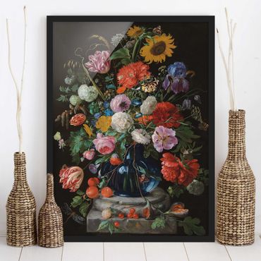 Plakat w ramie - Jan Davidsz de Heem - Szklany wazon z kwiatami