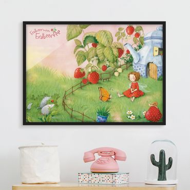 Plakat w ramie - Wróżka truskawka - W ogrodzie