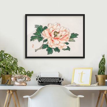 Plakat w ramie - Rysunki azjatyckie Vintage Chryzantema różowa