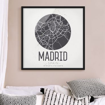 Plakat w ramie - Mapa miasta Madryt - Retro