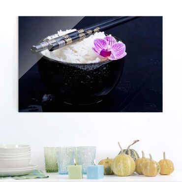 Obraz na szkle - Miska na ryż z orchideą
