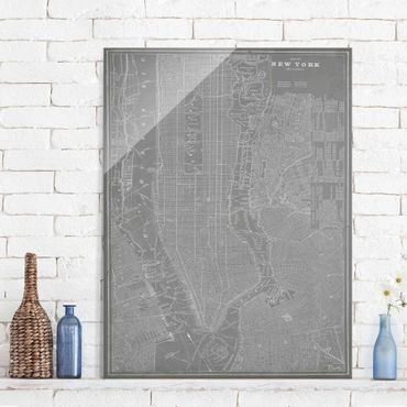 Obraz na szkle - Mapa miasta w stylu vintage Nowy Jork Manhattan
