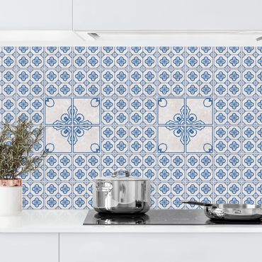 Panel ścienny do kuchni - Wzór płytek Porto Niebieski