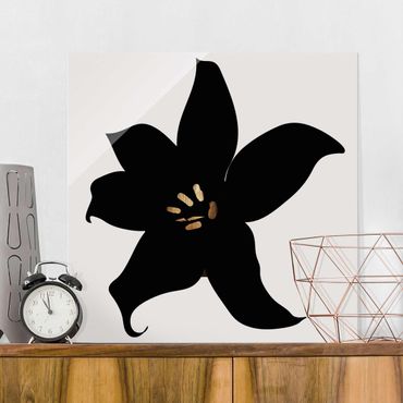 Obraz na szkle - Graficzny świat roślin - Orchidea czarno-złota