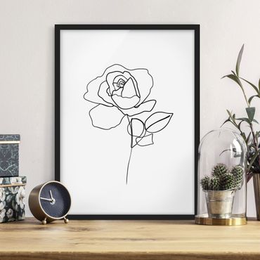 Plakat w ramie - Line Art Róża czarno-biały