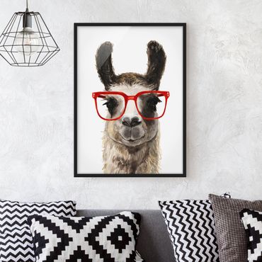 Plakat w ramie - Hippy Llama w okularach II