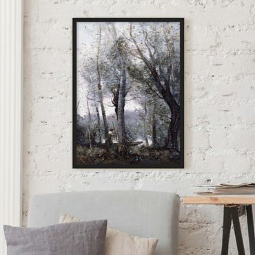 Plakat w ramie - Jean-Baptiste Camille Corot - Człowiek rzeka