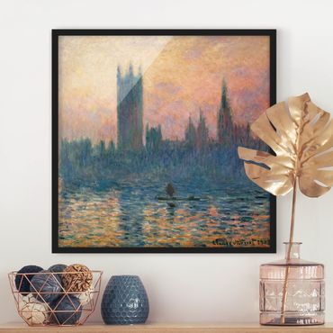 Plakat w ramie - Claude Monet - Zachód słońca w Londynie