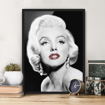 Plakat w ramie - Marilyn z biżuterią na uszach