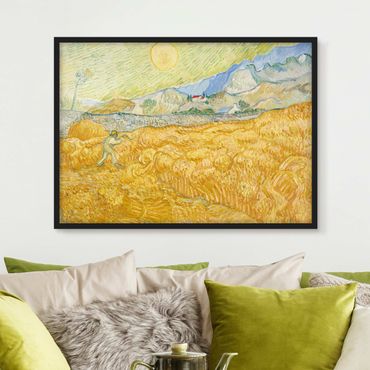 Plakat w ramie - Vincent van Gogh - Pole kukurydzy z żniwiarzem