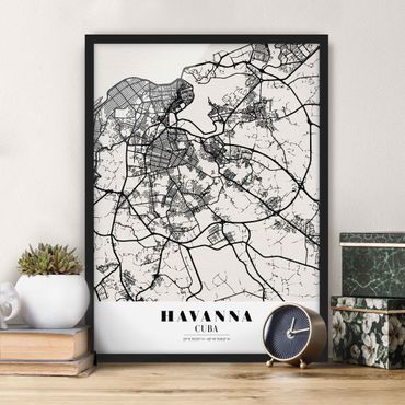 Plakat w ramie - Mapa miasta Hawana - Klasyczna