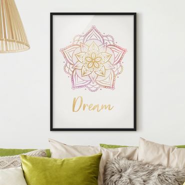 Plakat w ramie - Mandala Ilustracja Dream złoty różowy