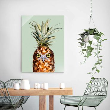 Obraz na szkle - Ananas z sową