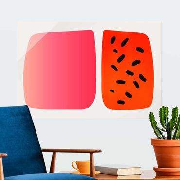 Obraz na szkle - Abstrakcyjne kształty - Melon i róż