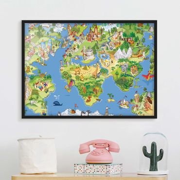 Plakat w ramie - Wielka i śmieszna mapa świata