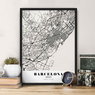 Plakat w ramie - City Map Barcelona - Klasyczna