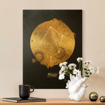 Złoty obraz na płótnie - Znak zodiaku Libra Szare złoto