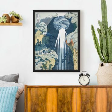 Plakat w ramie - Katsushika Hokusai - Wodospad Amidy