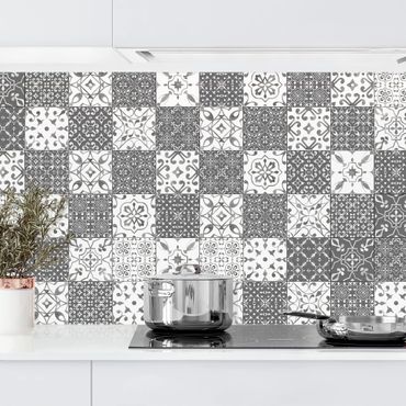 Panel ścienny do kuchni - Wzór płytek Mix Szary Biały