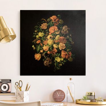 Złoty obraz na płótnie - Jan Davidsz de Heem - Bukiet ciemnych kwiatów