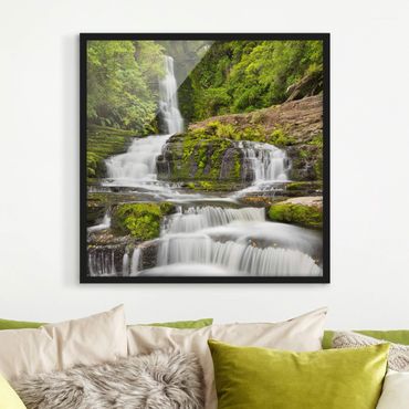 Plakat w ramie - Wodospad Upper McLean w Nowej Zelandii