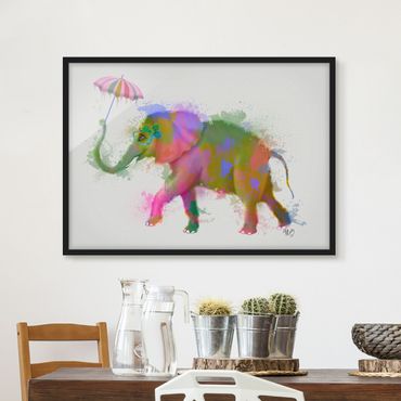 Plakat w ramie - Rainbow Splash Elephant