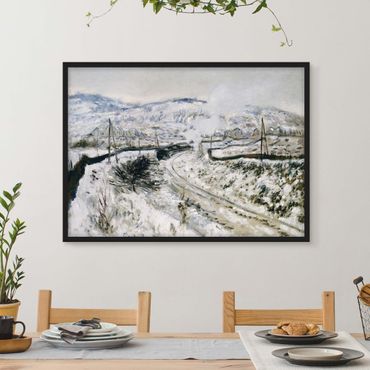 Plakat w ramie - Claude Monet - Pociąg na śniegu