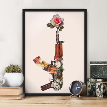Plakat w ramie - Broń z różą