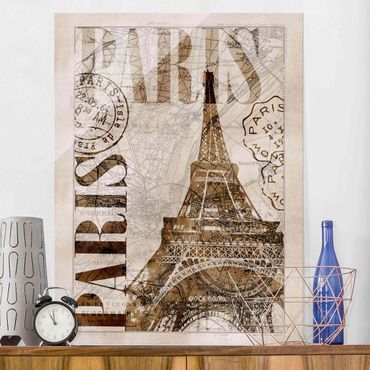 Obraz na szkle - Kolaż w stylu shabby chic - Paryż