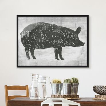 Plakat w ramie - Tablica ekspozycyjna rzeźnika - świnia