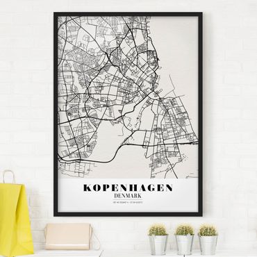 Plakat w ramie - City Map Copenhagen - Klasyczna
