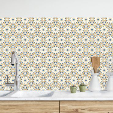 Panel ścienny do kuchni - Orientalny wzór z żółtymi gwiazdami