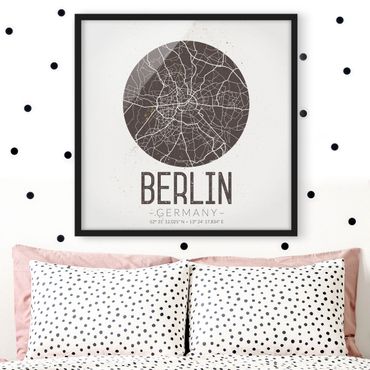 Plakat w ramie - Mapa miasta Berlin - Retro