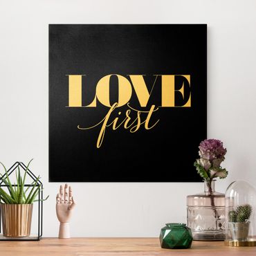 Złoty obraz na płótnie - Love first Black