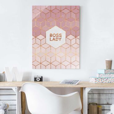 Obraz na szkle - Boss Lady Hexagons Pink