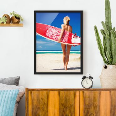Plakat w ramie - Dziewczyna-surferka