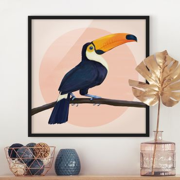 Plakat w ramie - Ilustracja ptak tukan malarstwo pastelowe