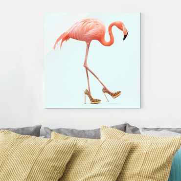 Obraz na szkle - Flamingo na wysokich obcasach