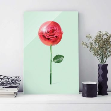 Obraz na szkle - Róża z lizakiem