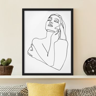 Plakat w ramie - Line Art Kobieta górna część ciała czarno-biały