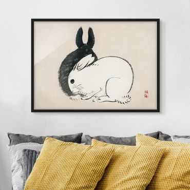 Plakat w ramie - Rysunki azjatyckie Vintage Dwa króliczki