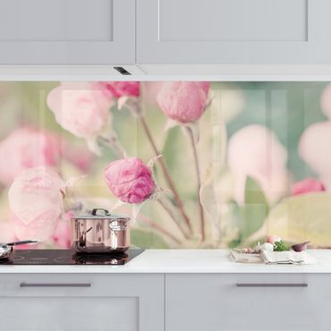 Panel ścienny do kuchni - Kwiat jabłoni bokeh różowy