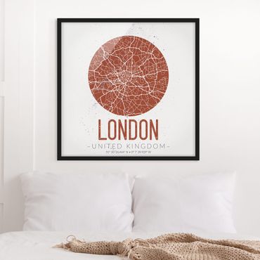 Plakat w ramie - Mapa miasta Londyn - Retro