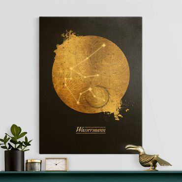 Złoty obraz na płótnie - Znak zodiaku Aquarius Szare złoto