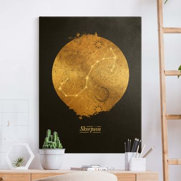 Złoty obraz na płótnie - Znak zodiaku Skorpion Szare Złoto