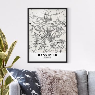 Plakat w ramie - Mapa miasta Hanower - Klasyczna